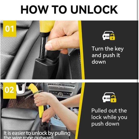 Universal Fit Steering Wheel Lock&SeatBelt AntiTheft Lock w Keys🔐4Car🚗Security - Picture 5 of 8